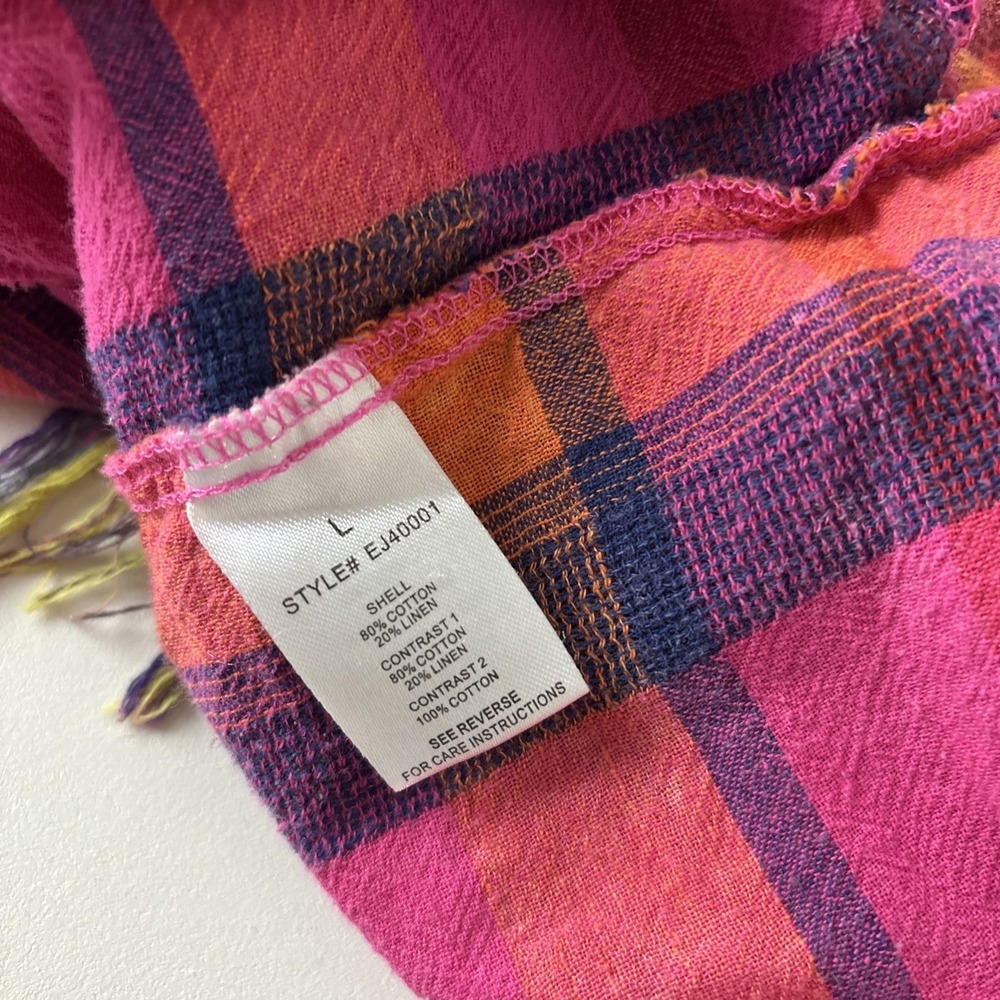 Oli & Hali Womens Patchwork Plaid Waffle Knit Button Down Shirt size Large - Picture 12 of 15